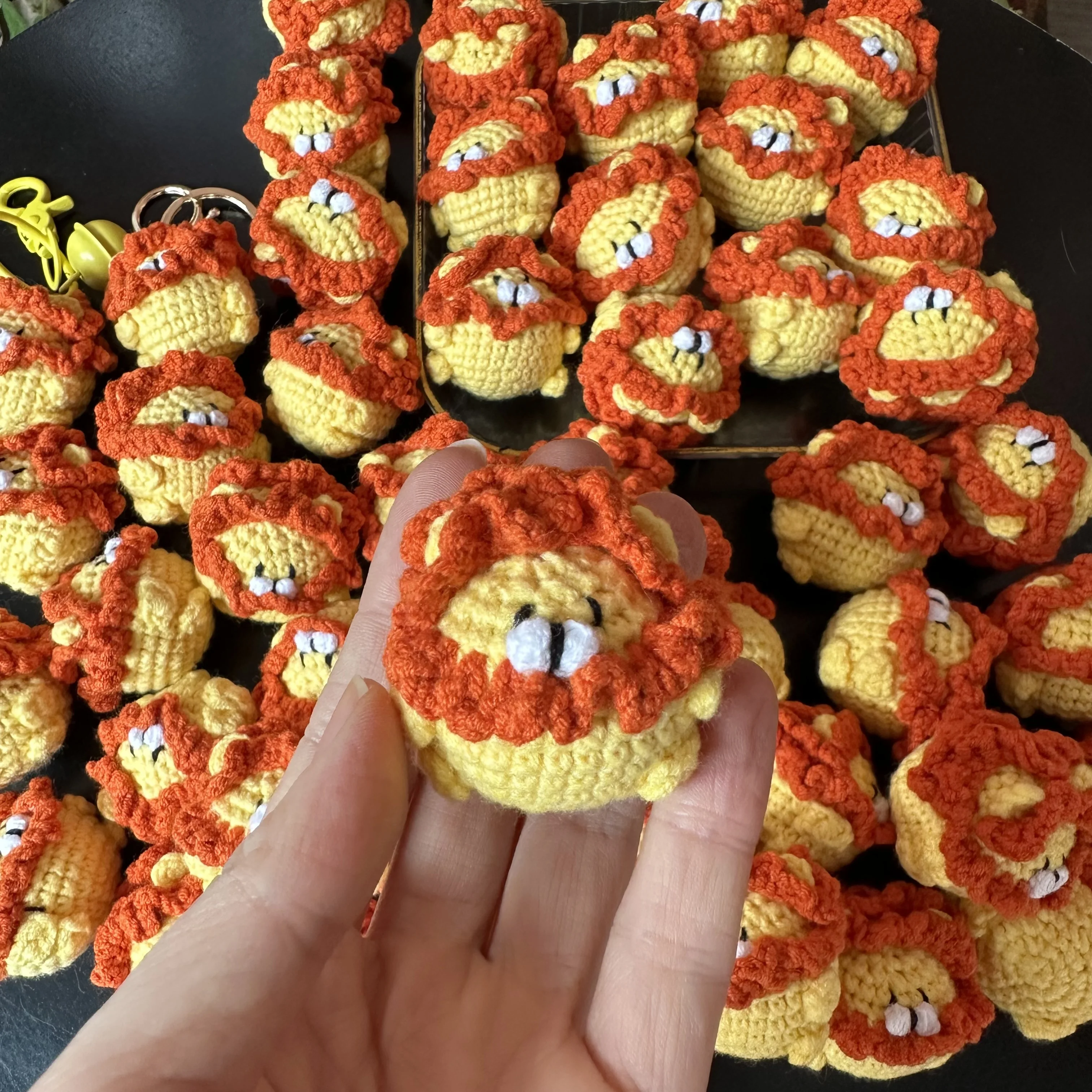 4cm Mini Lion Crochet Knitted Little Lion Keychains Stuffed Animals Small Pendant Backpack Hangings Christmas Birthday Gifts