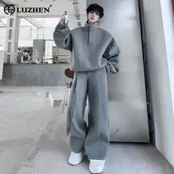 LUZHEN Space Cotton Pullovers Sweatshirts Two-piece Sets Fashion Casual Loose Sport Men's Clothing Straight Pants Spring LZ5480