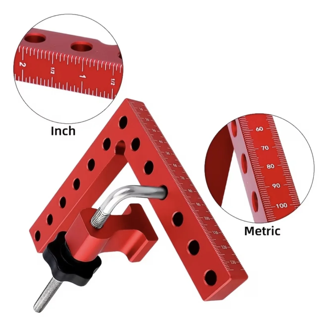 90 Degree Woodworking Corner Clamp Aluminum Alloy Positioning Square and Height Gauge for Panel Gluing and Board Assembly