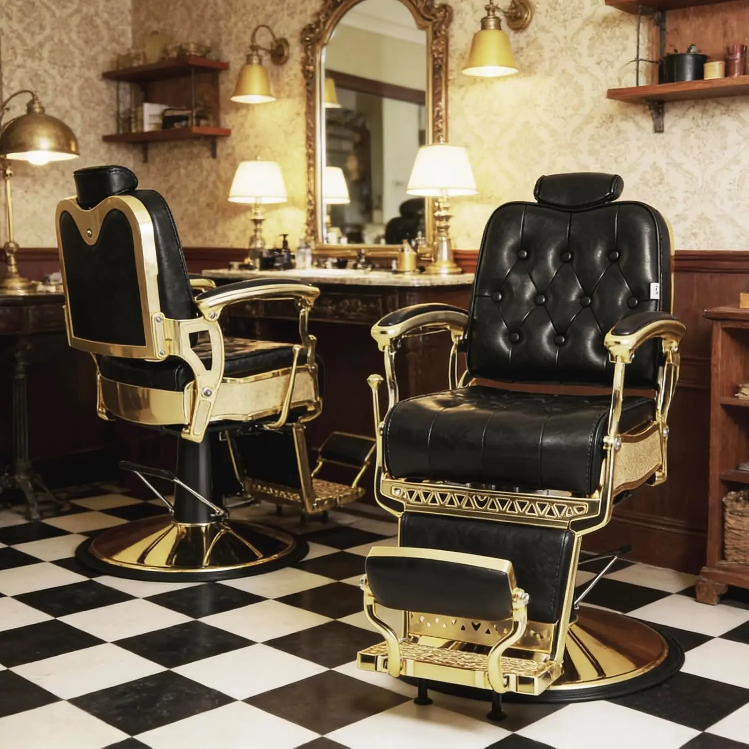 Vintage Barber Chair Heavy Duty Hydraulic Recline 360° Swivel Salon Spa Shampoo Equipment, Customized