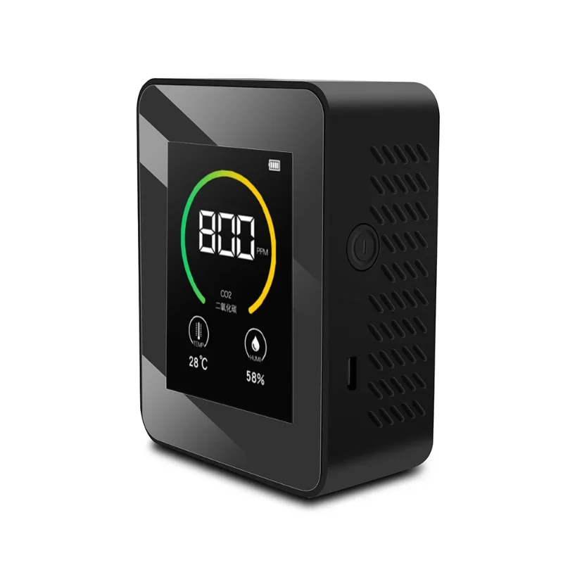 CO2 Detector Air Quality Index Temperature Humidity Indoor Mini USB Lithium Battery