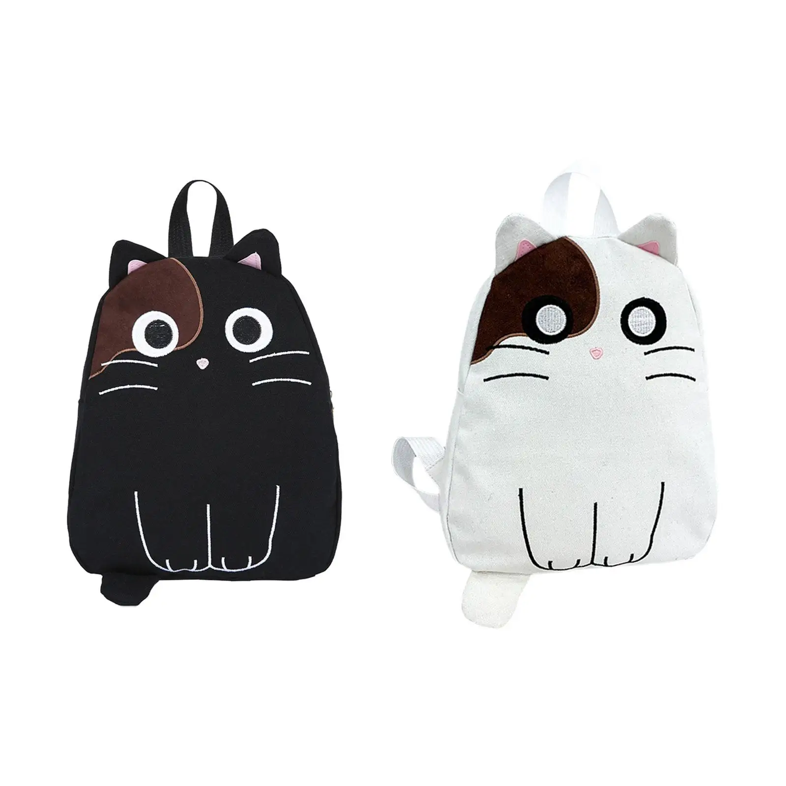 Canvas Backpack Purse Cute Carrying Bag Accessories Portable Cartoon Cat Daypack for Anniversary Travel Dating Decoration Gift