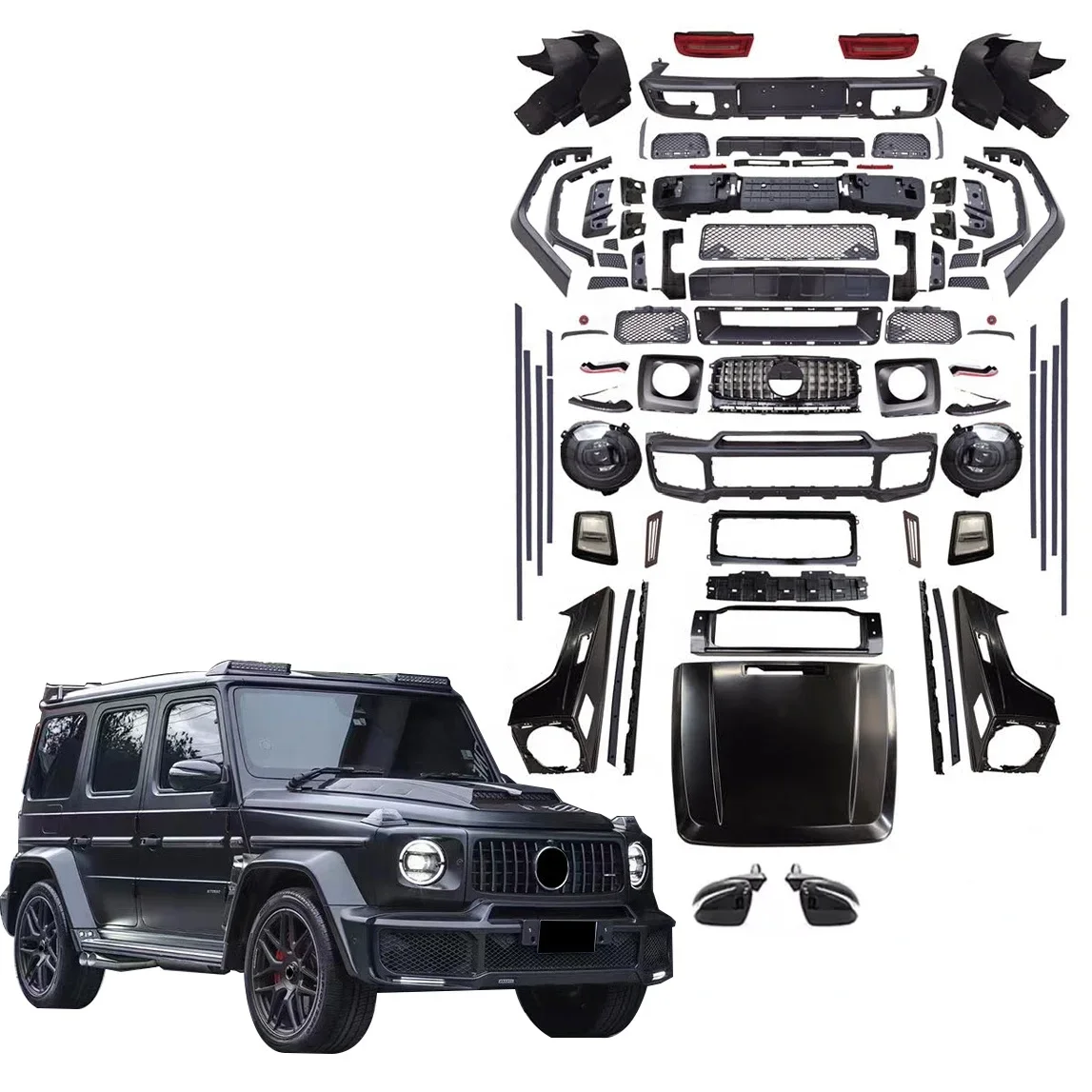 

Auto Modification Conversion Body Kit For Mercedes-Benz G-Class W463 00-18 Update to W464 2019+ G63 G65 Bar-bus Style assembly