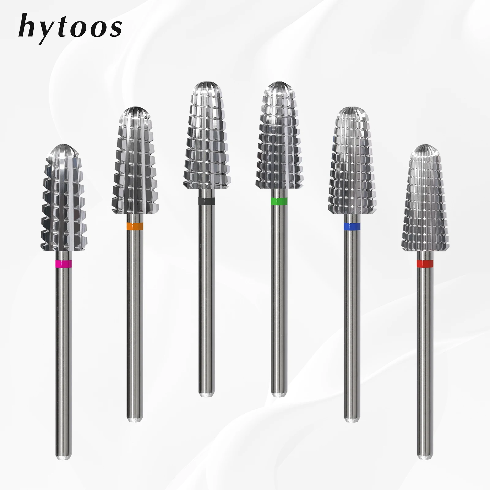 HYTOOS Volcano Carbide Nail Drill Bits 3/32 Professional Two-way Tapered Nail Bit Acrylic Gel Remover Nails Accessories Tools