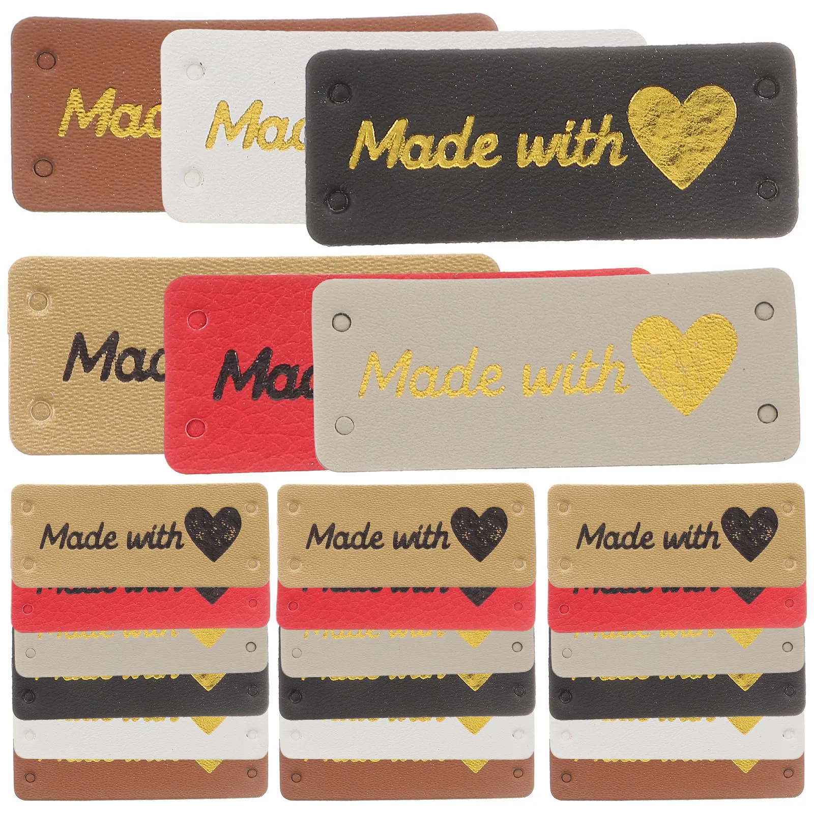 

100Pcs Heart PU Tags Fashion Handmade Labels Clothes Sewing Crochet Accessories for Jeans Shirts Bags Handmade Crafts