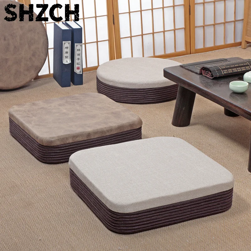 Rope Weaving Floor Cushion Traditional Japanese Seat for Tea Room Woven Ottoman Versatile Bay Window Mat for Living Room Decor