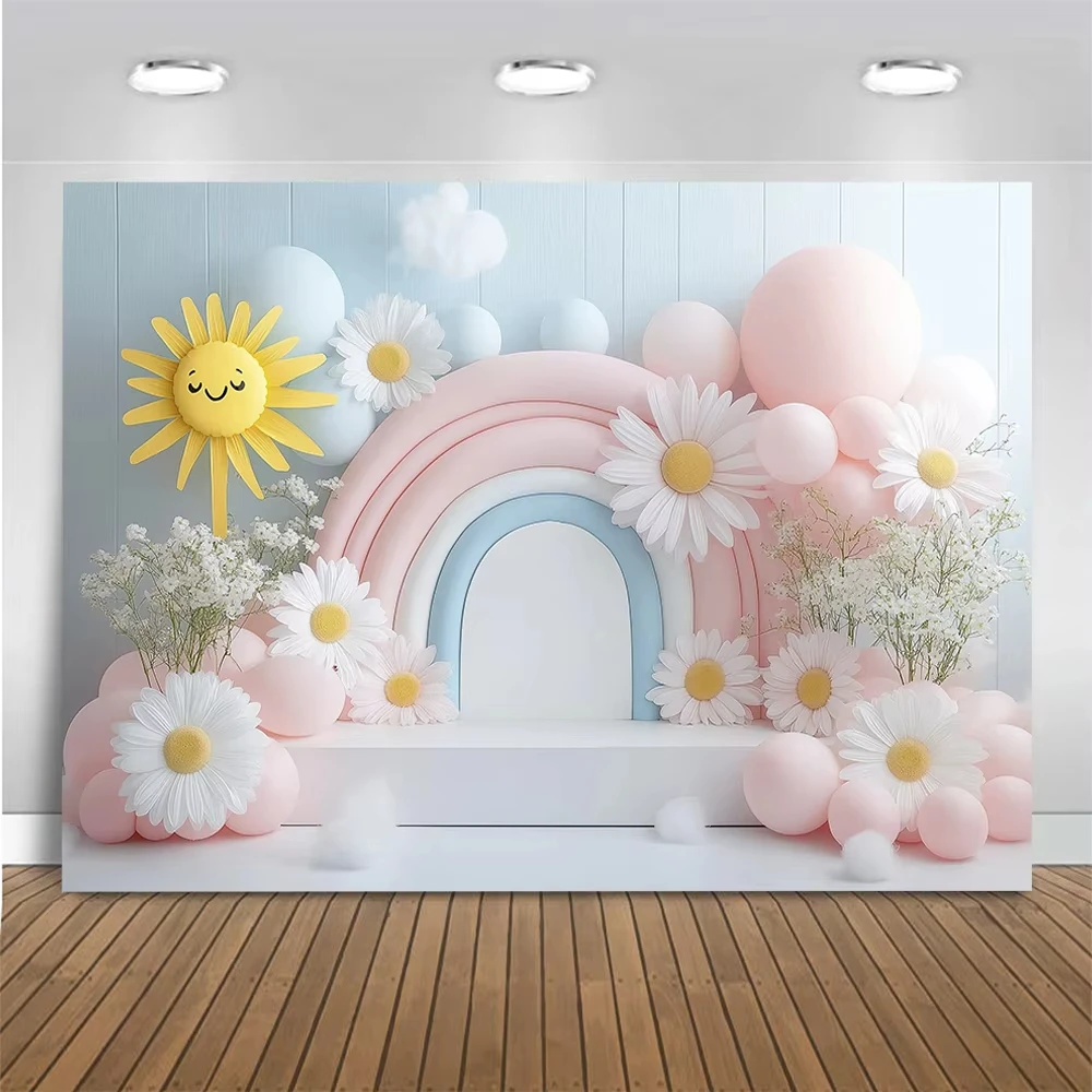 Boho Daisy 1. Geburtstag Foto-Girlande – 12 Monate Meilenstein Banner Mit Regenbogen Und Gänseblümchen – Pastell Deko Für Mädchen