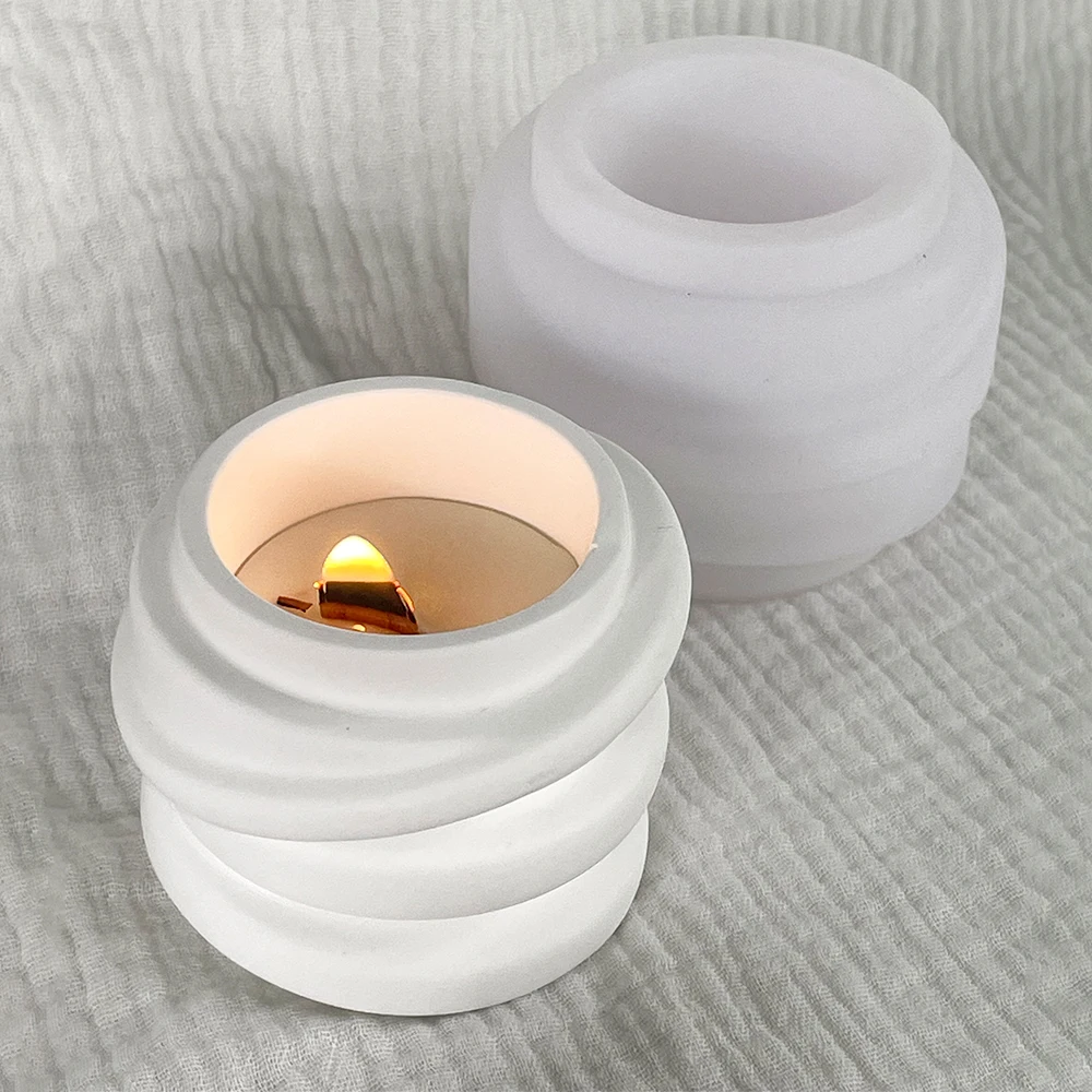 Twisted Round Candle Jar Silicone Mold Irregular Storage Box Plaster Resin Craft Mould Handmade Concrete Cement Flowerpot Molds