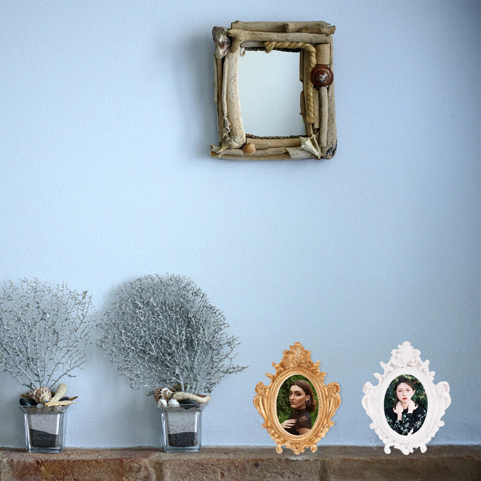 

2pcs Resin Picture Frames Vintage Photo European Style Home Decoration Display Frame Desktop Bedroom Living Room Decorative