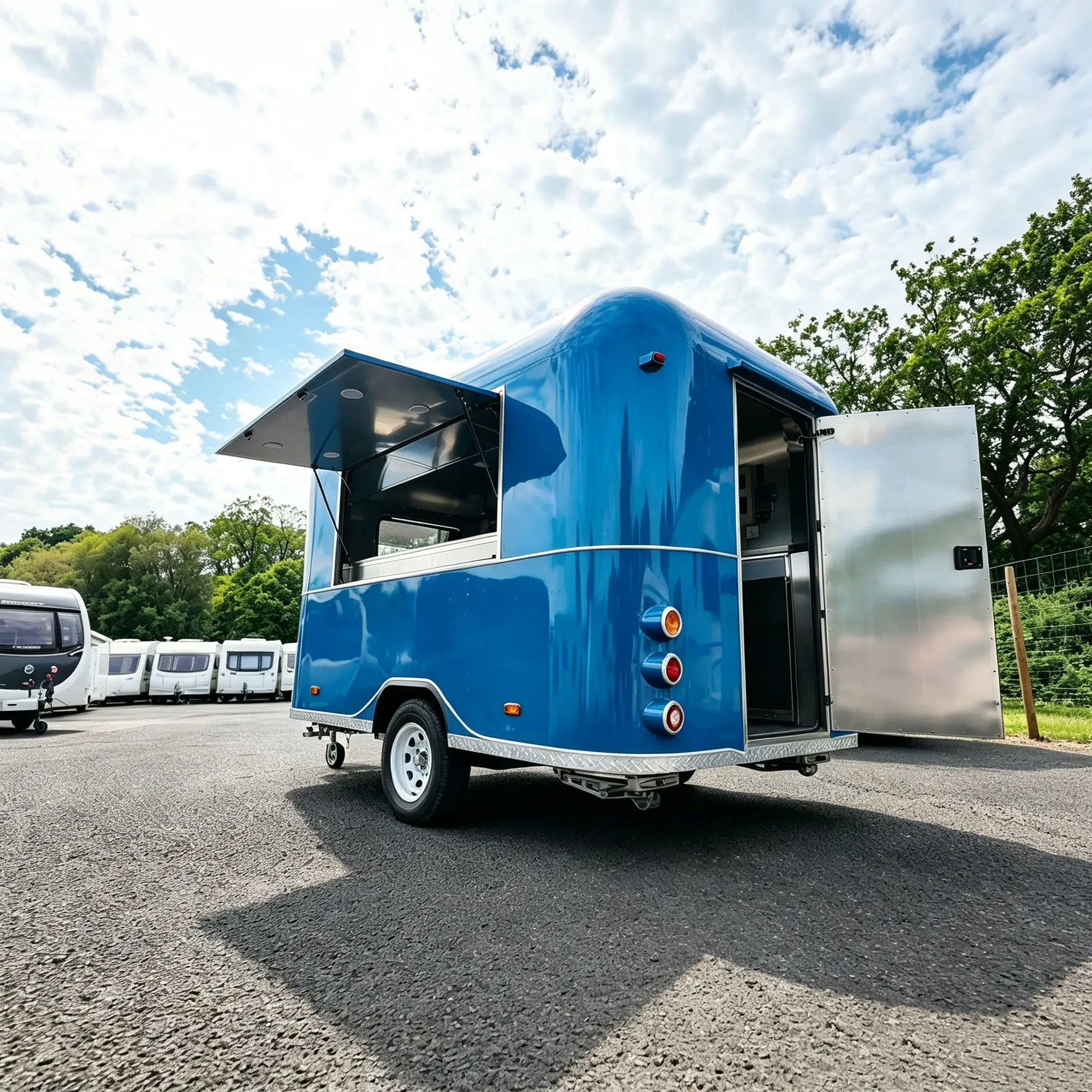 Blue Gelato Ice Cream Concession Food Trailer With Mobile Kitchen Professional Equipment for Snow Cone Sundae Dessert Sweet Shop