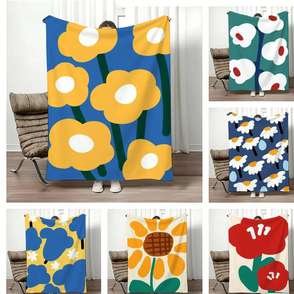 Manta de Franela Ligera de 240g con Diseño Floral Abstracto en Tonos Pastel, Suave y Agradable al Tacto para el Verano