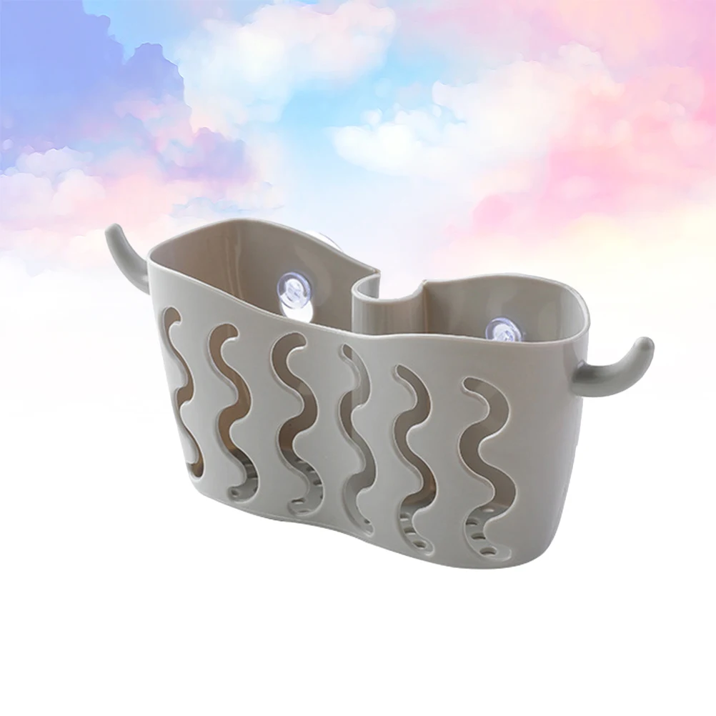 

4Pcs Suction Cup Storage Basket Kitchen Sponge Rack Drain Design Moistureproof Hooks Both Side Strong Plastic Suitable