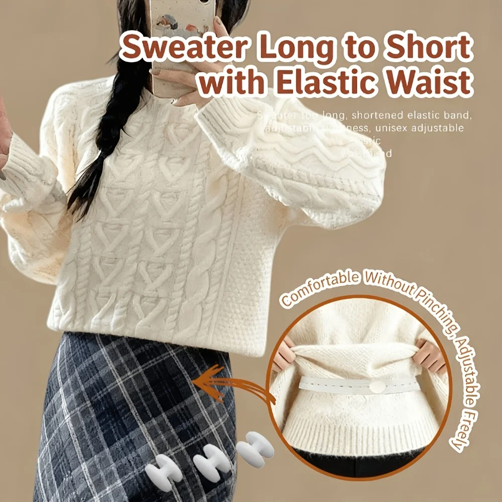 4 PCS/Set (1 Strap+3 Buttons) Exquisite Shirt Hem Belt, Suitable for T-Shirts, Dresses Shirts to Shorten the Length of Clothes