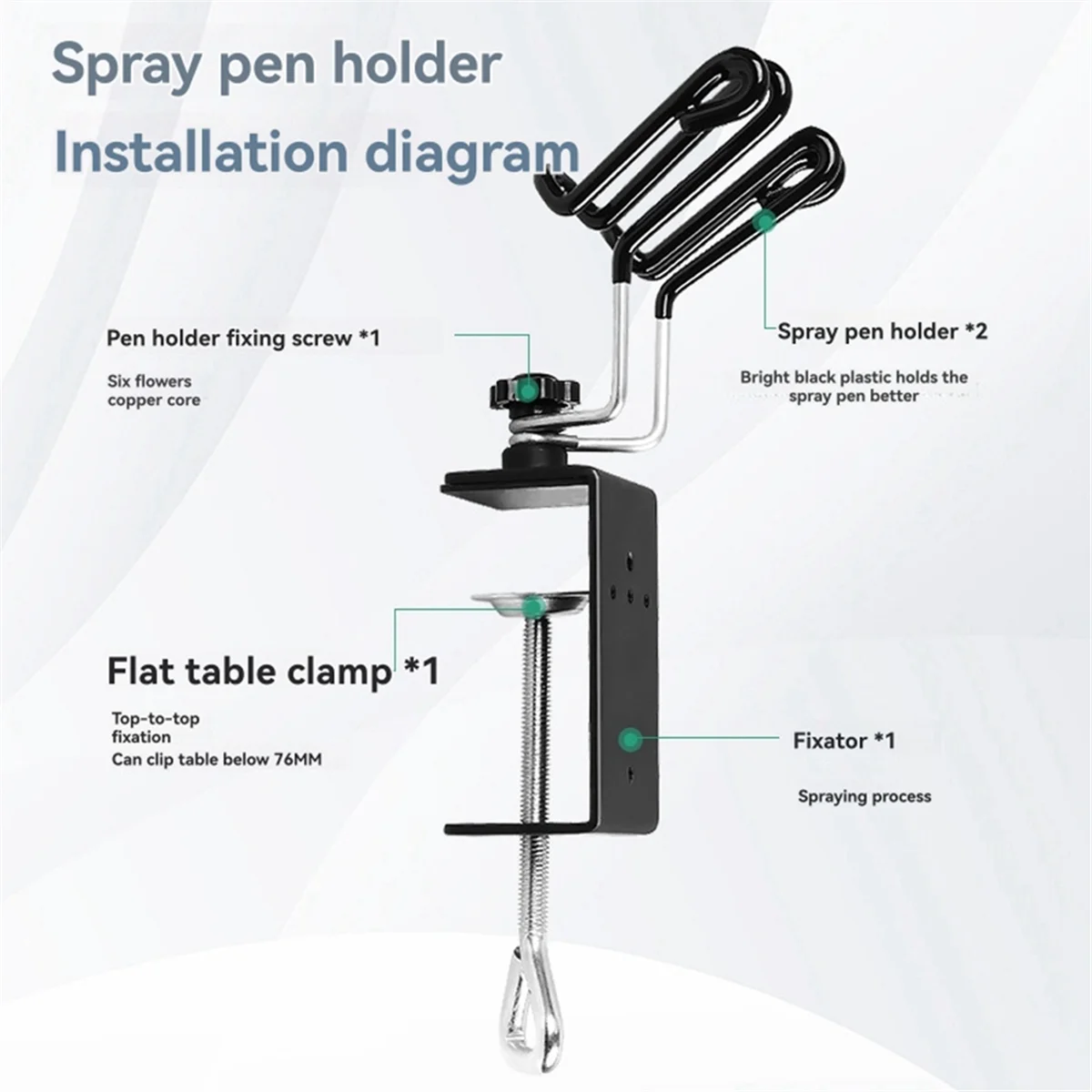 

A002 Universal Airbrush Holder Stand Dual Airbrush Holder Clip-on Table Stand with Universal Airbrush Set