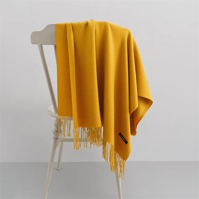 2025 여성용 겨울 숄, 롱 웜 캐시미어 스카프, 히잡, 솔리드 레이디 랩, 여성 파시미나 반다나 헤드 스카프, 에샤르프