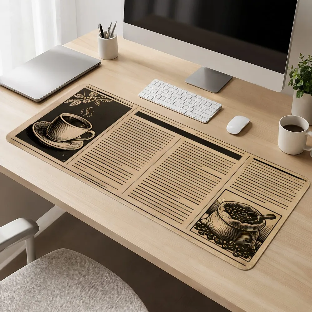 Retro coffee cup illustration, with anti-slip bottom, suitable for desks, computer tables, keyboard and mouse accessories
