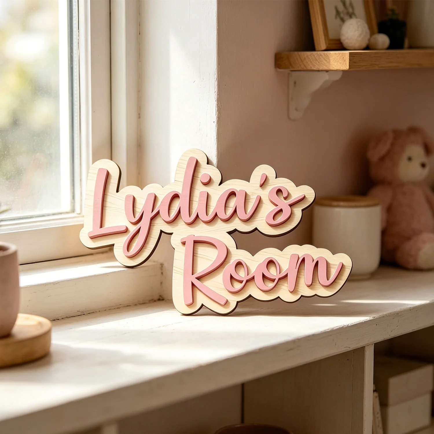 1pc Custom Personalized Name Room Sign Two Layer Wooden Door Wall Hanging Bedroom Entryway Home Decor Plaque Gift