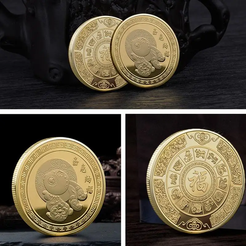 Chinese Zodiac Gold Coin Gold Lucky Rabbit Sliver Coin For Chinese New Year Two Sides Rabbit Pattern Souvenir Coin With Blessing