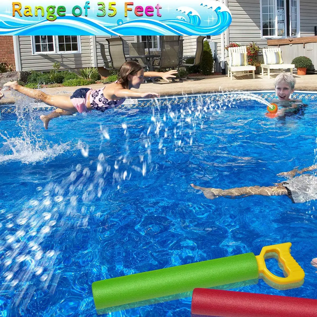Water Gun Summer Outdoor Water Spray Gun  Foam EVA  Pull High Pressure Range Sand Beach Pools Water Fun Play Toys Children