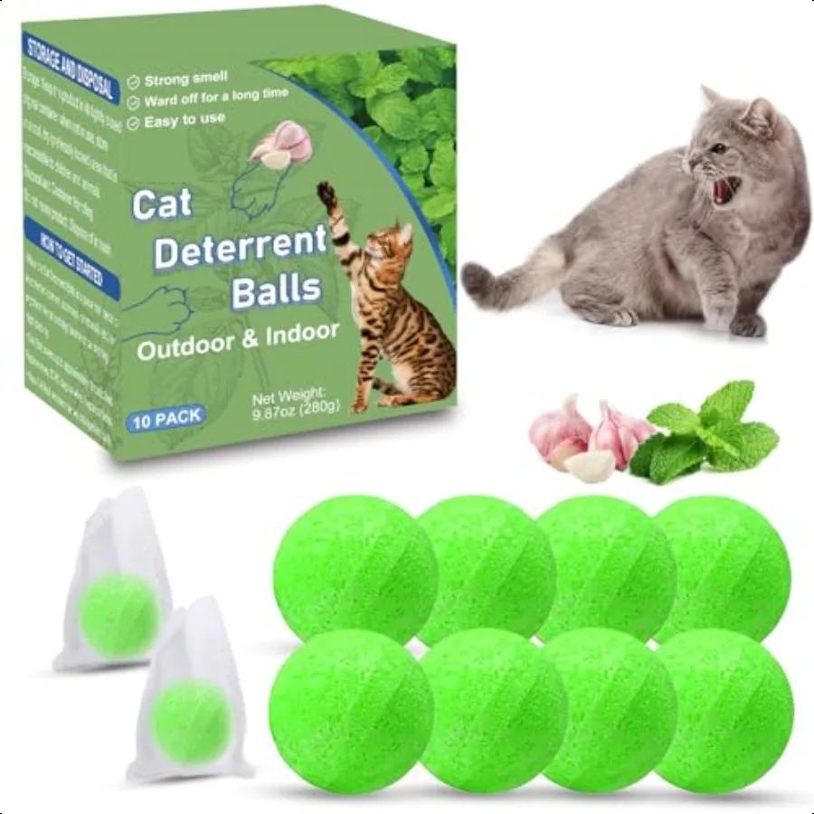 

Cat Deterrent Outdoor Preventing Cats and Dogs from Peeing 10 Pack Natural Peppermint Oil Cat Deterrent Ball Outdoor Indoor Kee