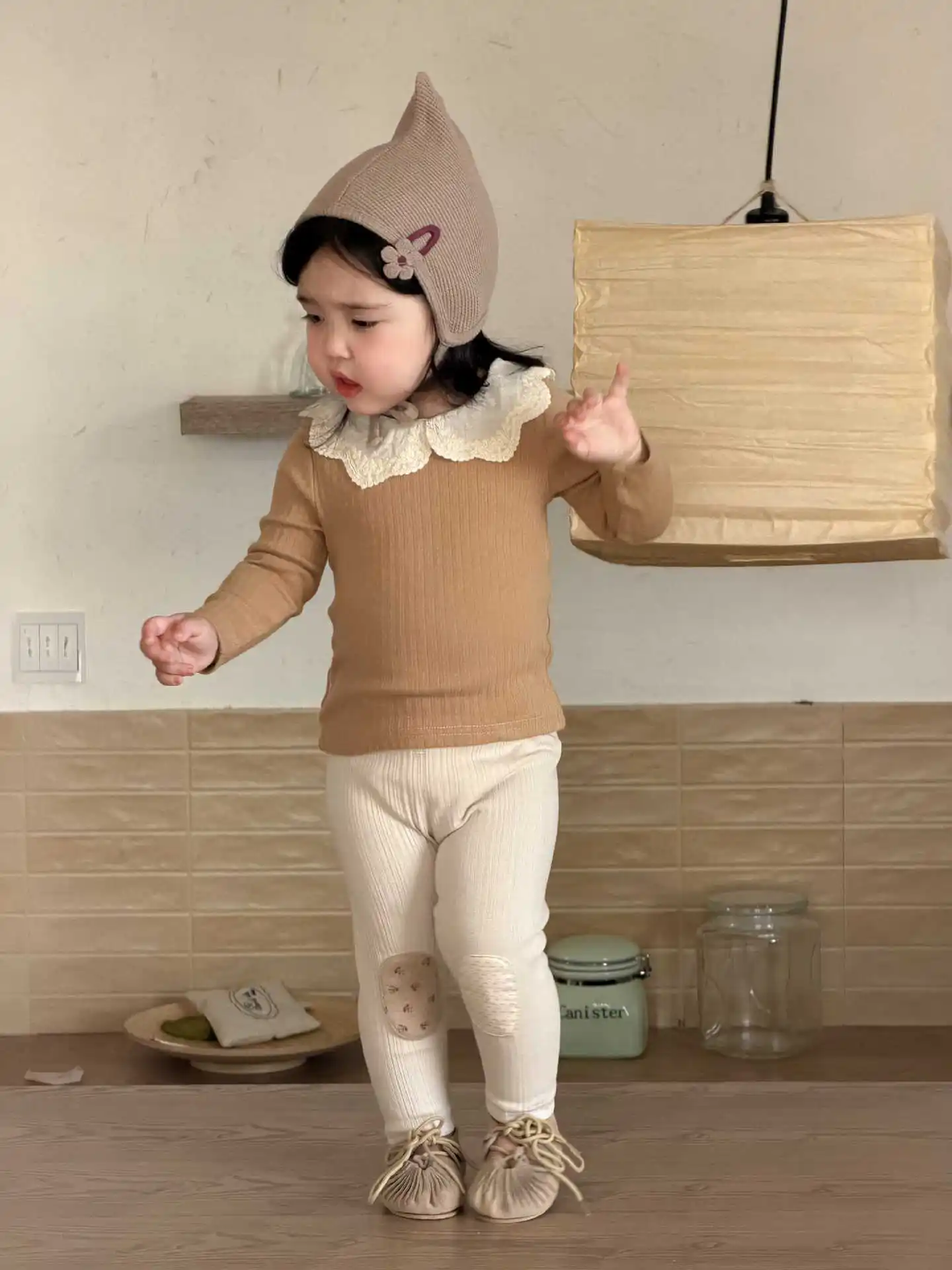 2026 spring new baby long sleeve T shirts Solid Girls Cute Lace Lapel Bottoming Shirts Infant Cotton Tops Toddler Clothes