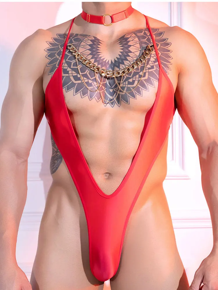 Мужское боди с глубоким v-образным вырезом и вырезом, модное кольцо на шею, сексуальная одежда для танцев в ночном клубе, одежда для геев, колготки, прозрачный купальник для мужчин