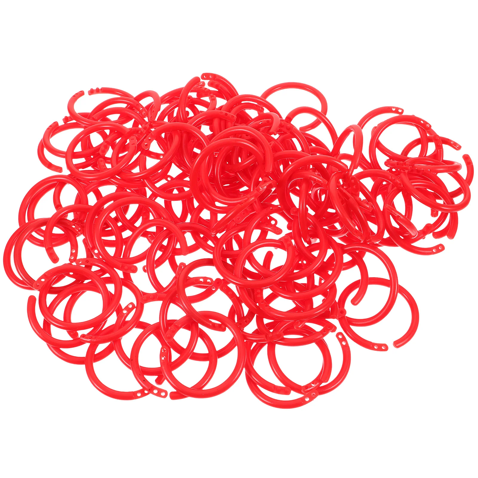 

100pcs Binder Red Ring Plastic Rings For Flash Cards Easy Open Lock DIY Scrapbook Loose Leaf Book Ring Office Supplies