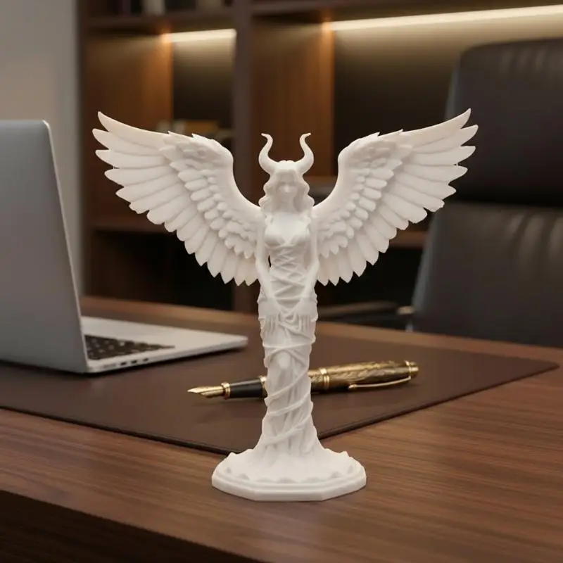 Durable Decorative Sculptures Devil Angel Ornaments Demon Angel Statue with 3d Printed Wings Matte Texture Fall-resistant