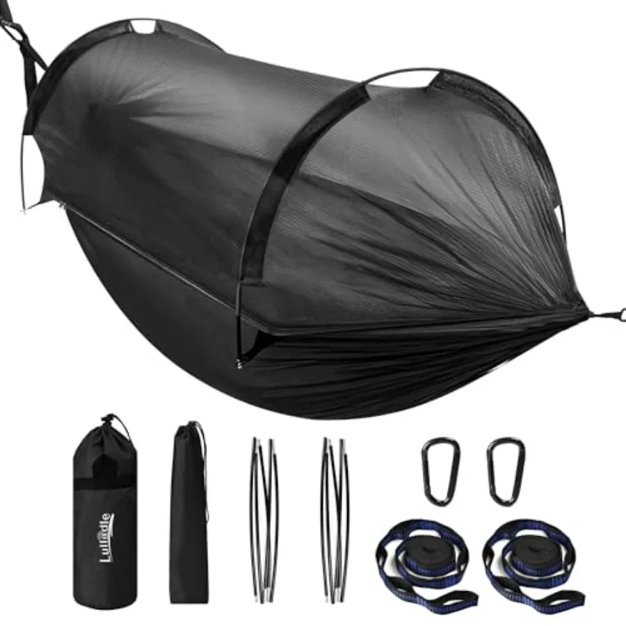 

Camping Hammock - Double/Single Hammock Portable with Tree Straps and with Mosquito Net Nylon Hanging Hammock Easy Setup and Pa