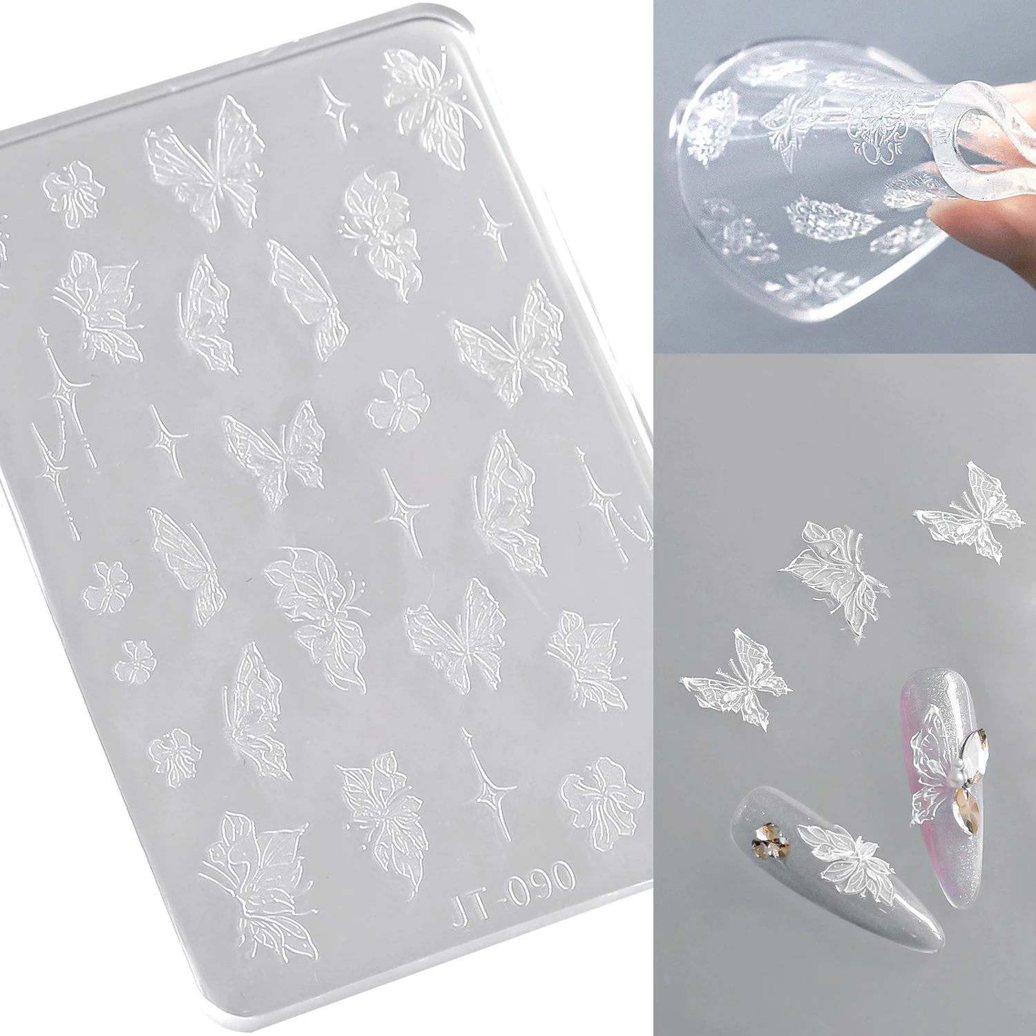 

Charm Butterfly Star Flower Bow Tie Nail Art Silicone Carving Mold Mould Bowknot Ribbon Lace Chinese Pattern Snowflakes Template