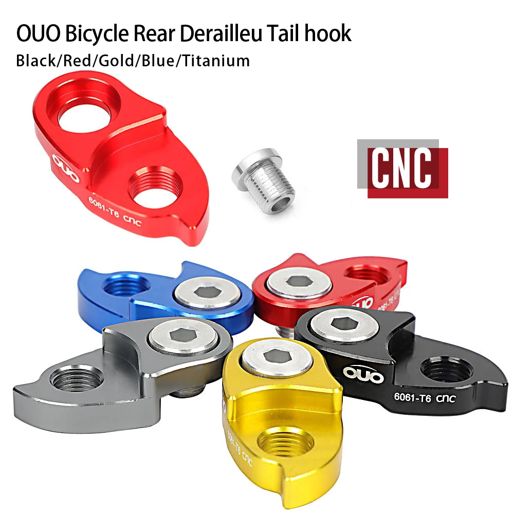 OUO CNC الجبلية والعتاد الخلفي Derailleur شماعات دراجة الإطار الذيل هوك موسع مع مسامير الألومنيوم الدراجة الخلفية Derailleur تمديد