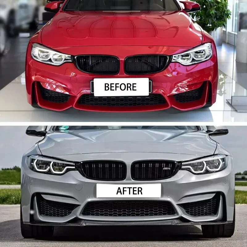 CS Style Car Front Bumper Lips Spoiler Splitter for BMW F80 M3 F82 F83 M4 2015-2020 Body Kit Front Shovel Auto Accessories