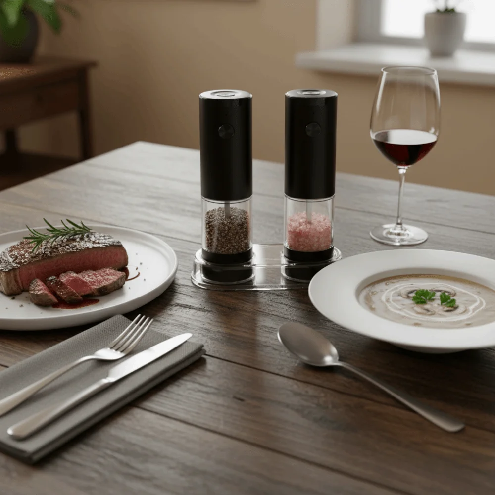 

Refillable Electric Salt and Pepper Grinder With Adjustable Coarseness Battery Powered Automatic Spice Mill Effort-saving