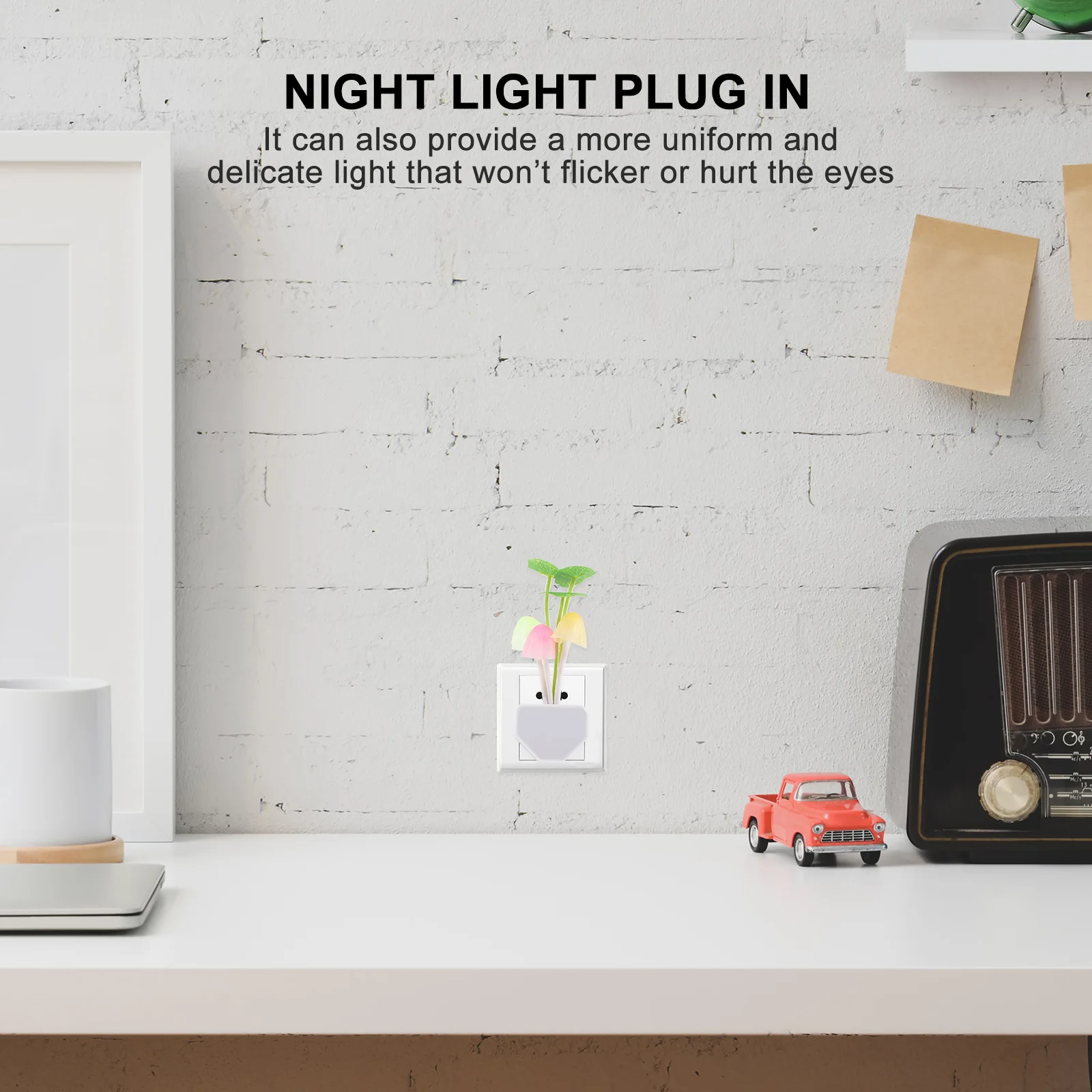 3 pezzi luce notturna occhio caldo fungo luce notturna cura non sfarfallio plug in lampada decorativa da parete camera da letto sensore LED