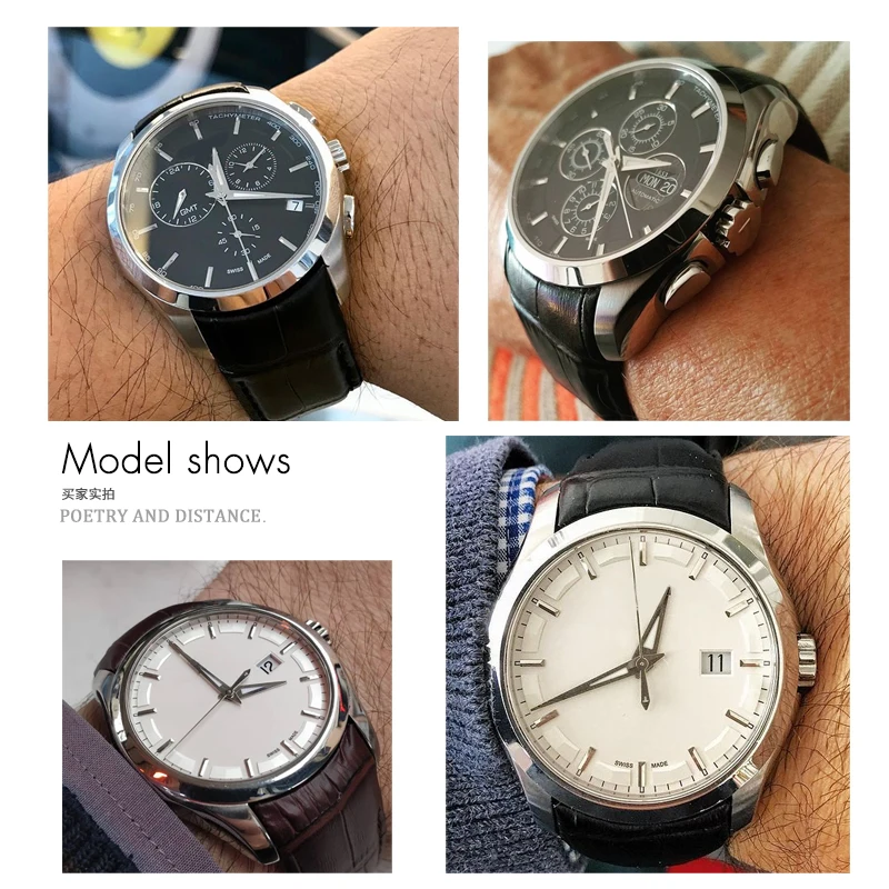 Ремешок MAISITU из натуральной кожи 22 23 24 мм с изогнутым концом для часов Tissot T035, ремешок из телячьей кожи для Гамильтона HUAWEI GT 2, черного цвета