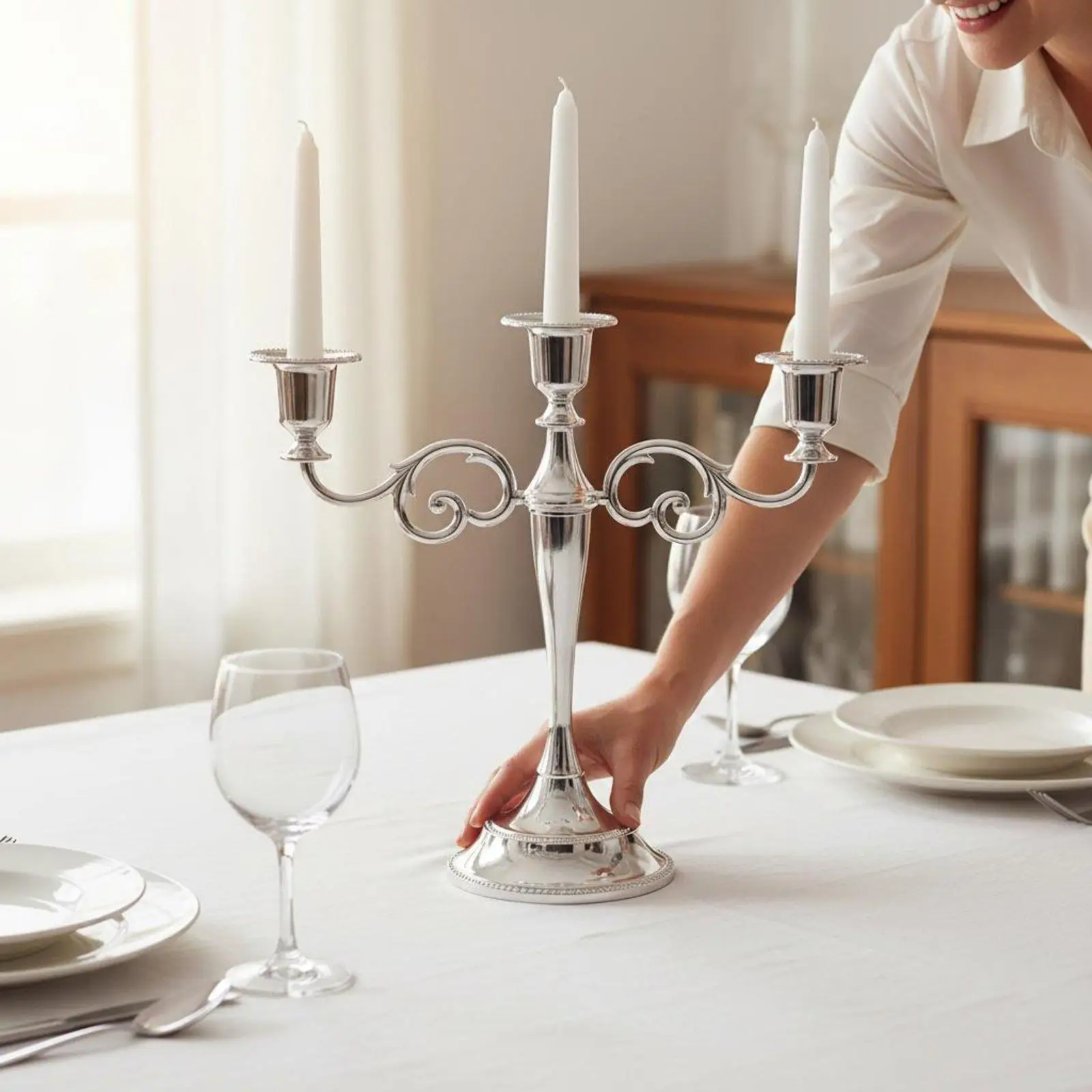 Retro Bronze Candle Holder Zinc Alloy Multi Arm Decorative Candelabra for Restaurant Hotel Events