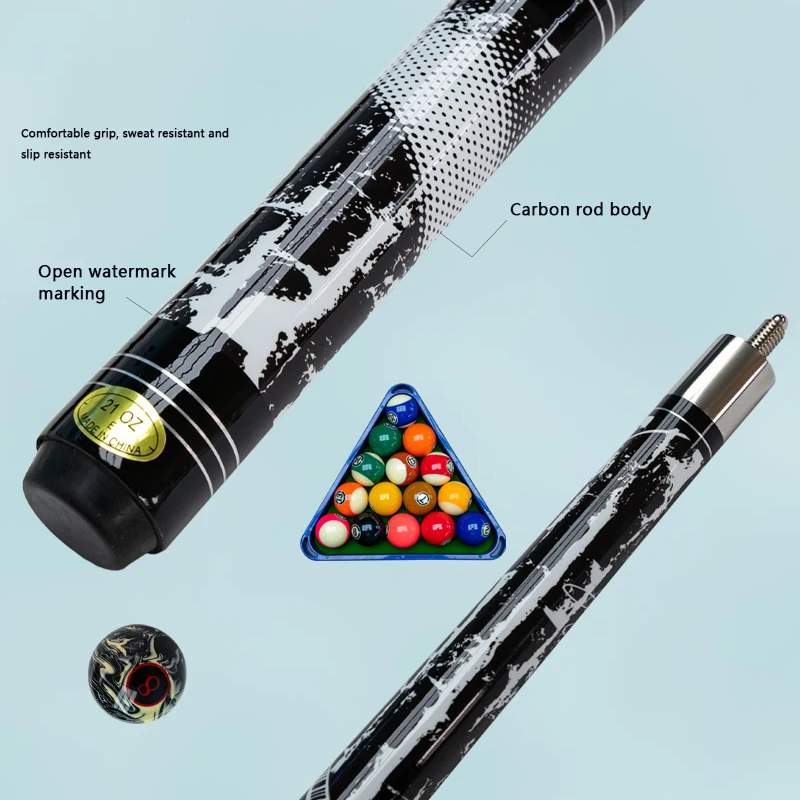 Carbon Billiard Cue Set for 9 Ball and Carom Stylish Black and White Design  Joint Protectors  Gloves and Cue Case