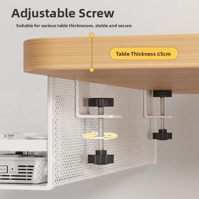 Multi-Functional Cable Organizer under Table Suspension Bracket No Trace Routing Iron Material Storage Solution for Cables