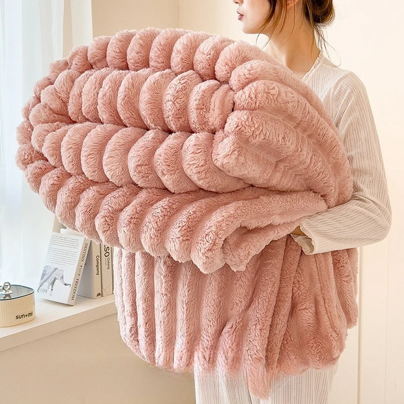 

Solid Colour Fleece Blanket Thickened Office Napping Blanket Soft & Comfortable Can be used for sofa, bed, office etc. NEW