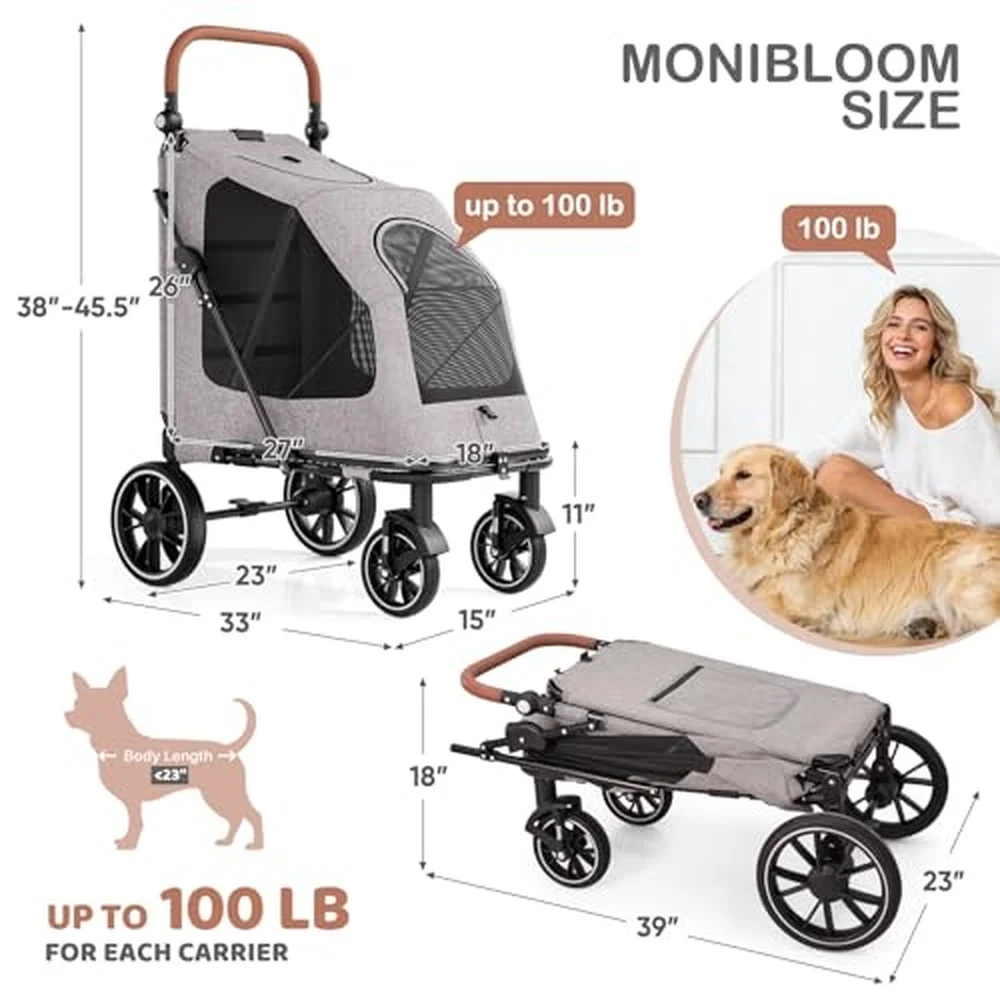 Large Pet Stroller with Anti Slip Ramp for Large Dog Up to 99lb
