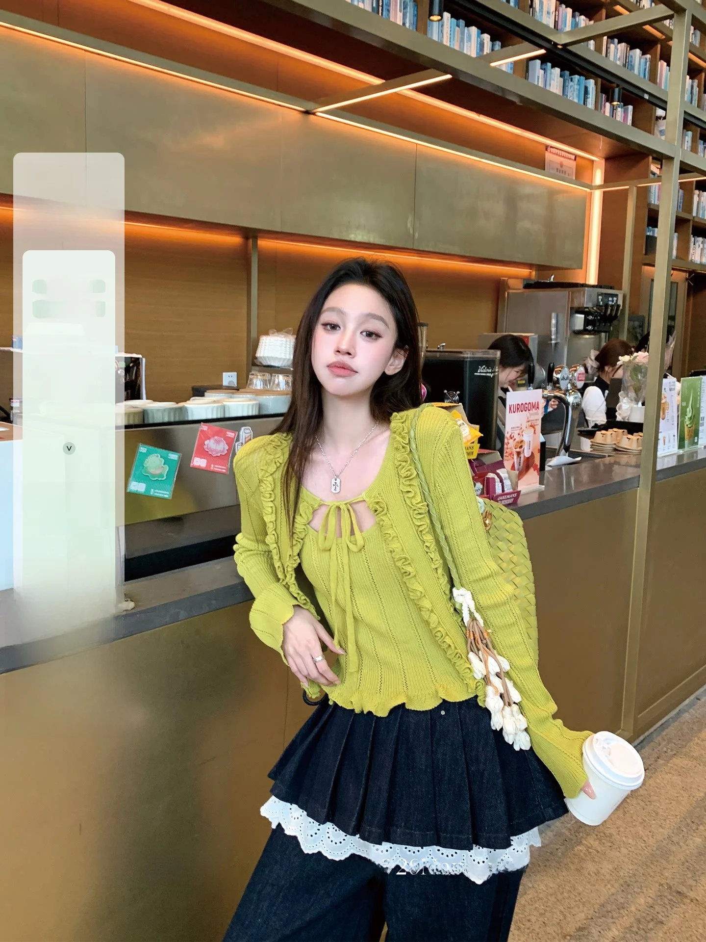 

Нежный вязаный кардиган Gentle Wind с поясом-резинкой под дерево и комплект из двух предметов для женщин: весенний, с длинным рукавом, стандартной длины