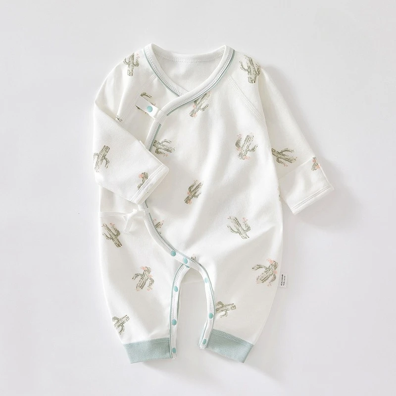 Somenie Unisex Baby Romper Pure Cotton Girls Cute Printed Round-Neck Bodysuit Boys Trend for All Seasons Ribbed Cuffs