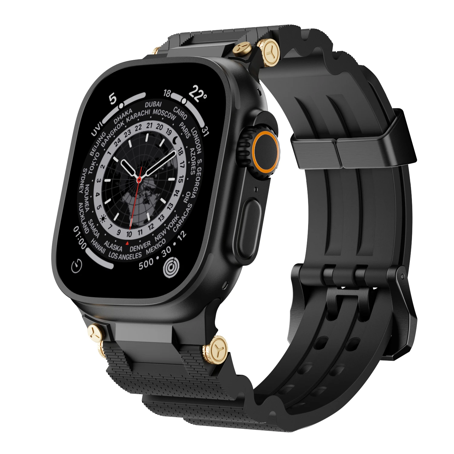

Ремешок для Apple Watch Ultra 2 Band 49 мм 44 мм 45 мм 46 мм Прочный металл + резина Силиконовый браслет iWatch Series 10 9 6 3 7 8 SE ремешки