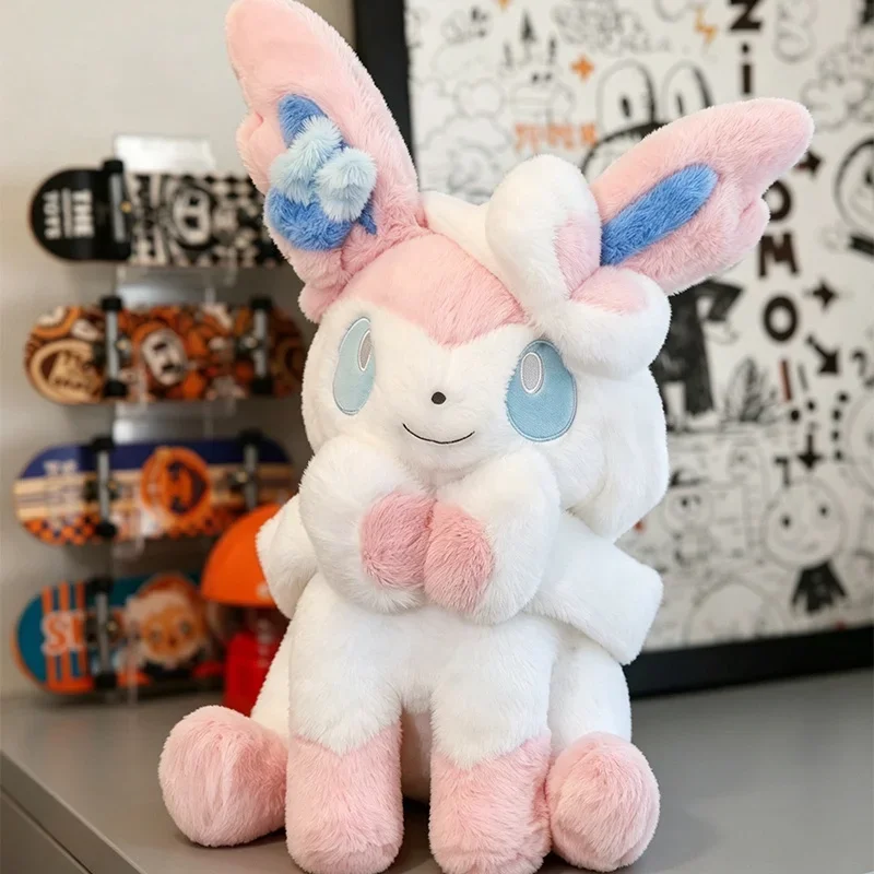 

Big Size Fluffy Sylveon Plush Toy Soft Sitting Stuffed Fairy Type Anime Game Peripheral for Home Decor Gift Collection