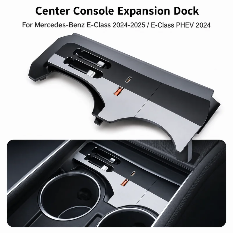 For Mercedes-Benz E-Class 2024-2025 / 2024 E-Class PHEV 120W Fast Charging USB-C Center Console Docking Station Accessory