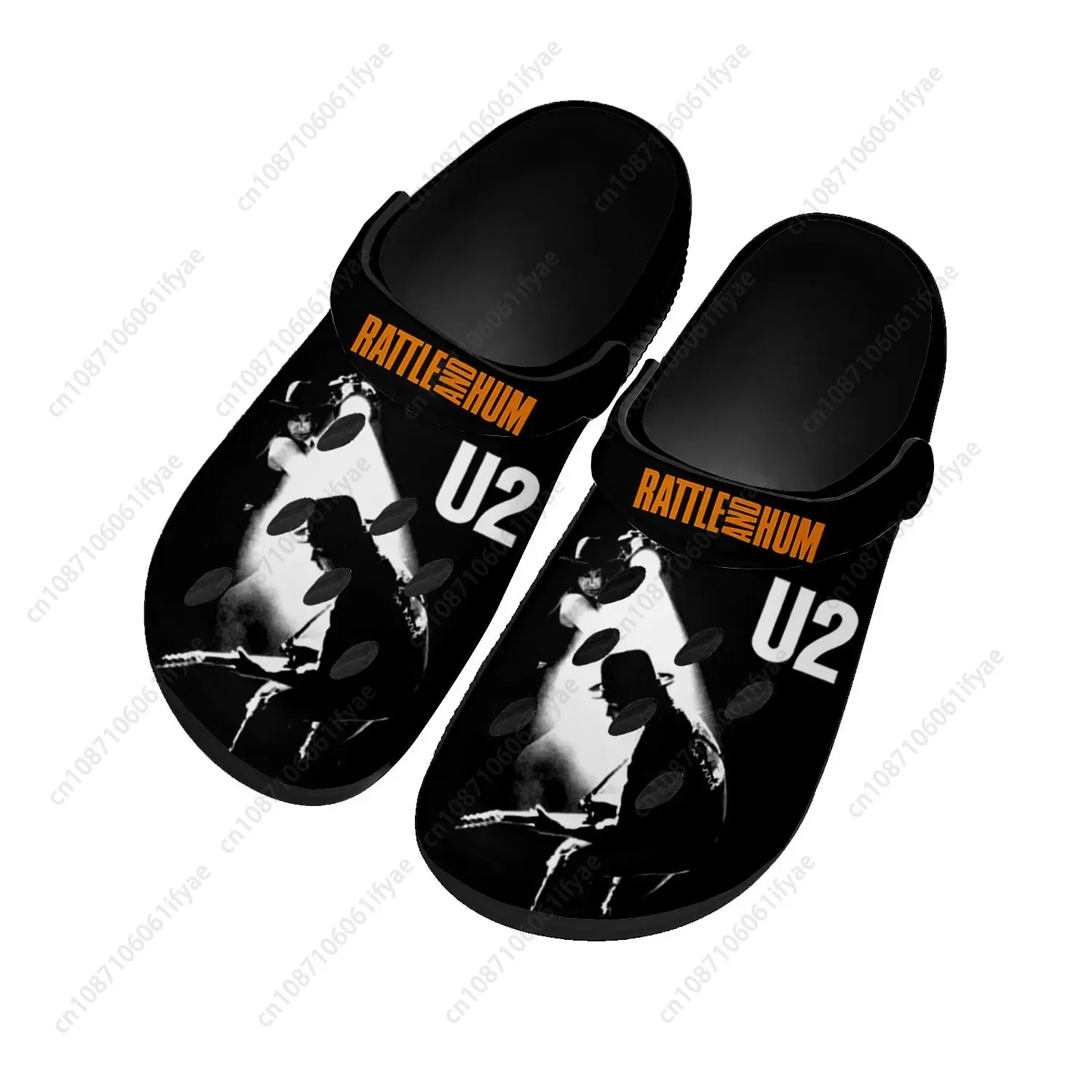U2 Rock Band Fashion punk Home Clogs Custom Water Shoes Mens Womens Teenager Shoes Garden Clog Breathable Beach Hole Slippers
