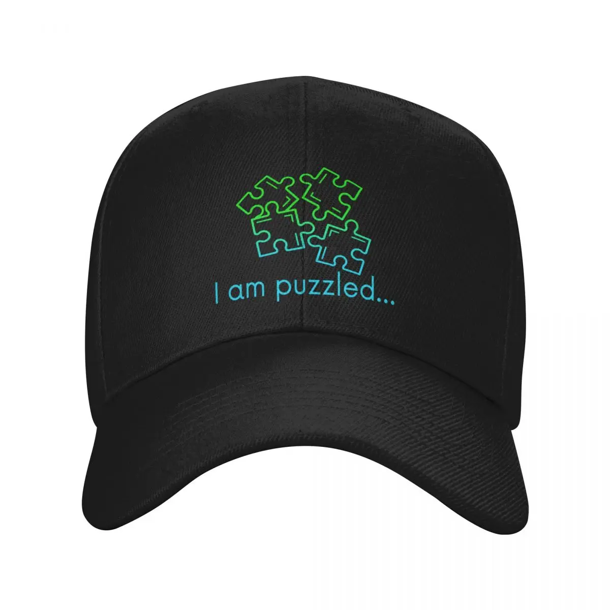 I am puzzled, funny jigsaw-puzzle pun in an ombre effect Baseball Cap Sunhat Designer Hat Snapback Cap Women's Men's