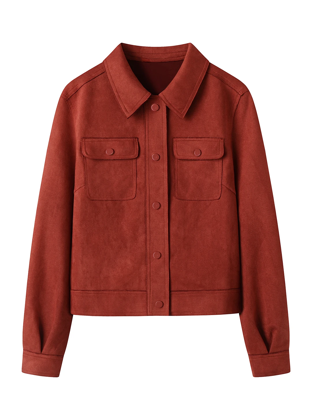 

Etam 2025 Early Autumn New Korean Sle Faionable All-Match Loose Slimming Turn-down Collar Suede Jaet Women's Top Trendy