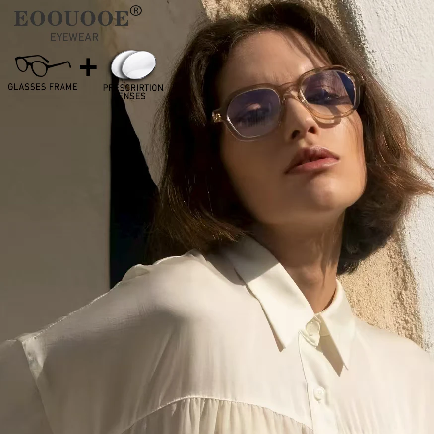 

Retro Polygon Women Custom Prescription Glasses Aspherical Lenses Myopia Hyperopia Progressive Optical Eyewear Photochromic