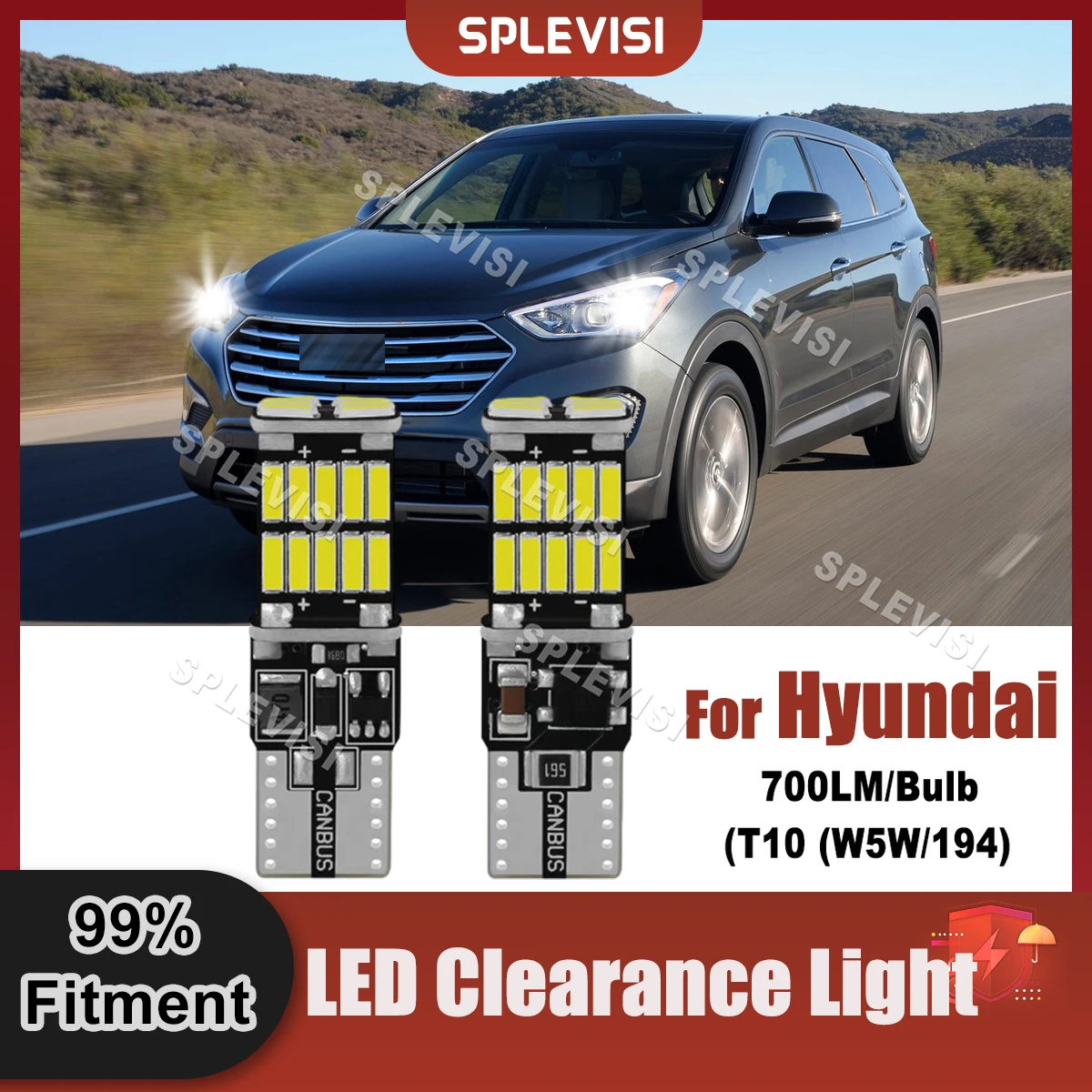 

6000K White LED Clearance Lamp Light Bulb W5W T10 Upgrade For Hyundai Santa Fe Elantra Sonata Accent Replace Car Light